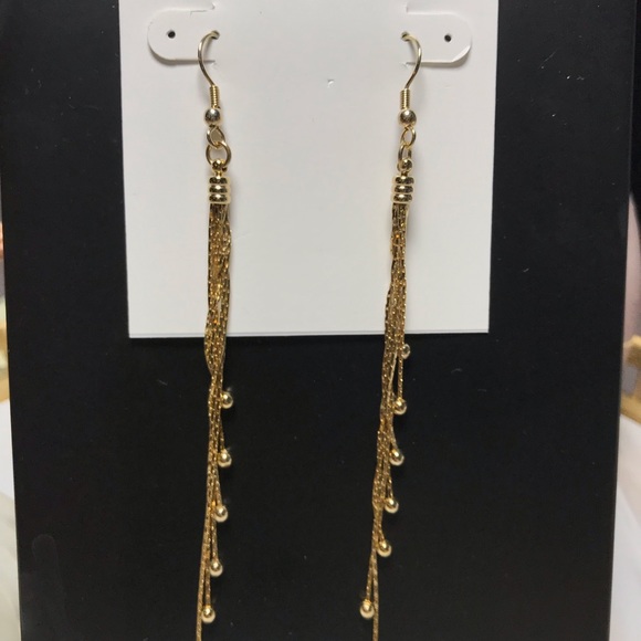 Allure Jewelry - Allure Long Dangle Earring Gold Tone W Gold Bead